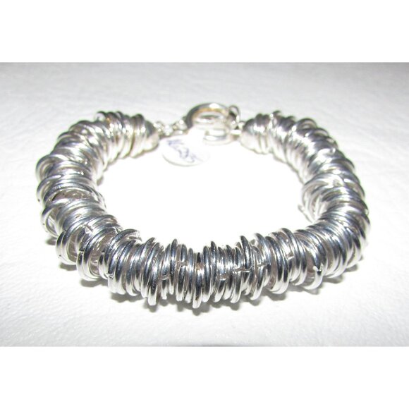 Silver Multi-Ring Toggle Bracelet - 3/8" - NEW - Picture 4 of 9